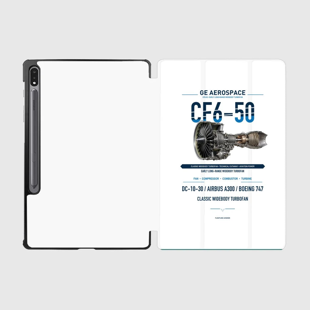 CF6-50 design on white samsung tablet tablet case