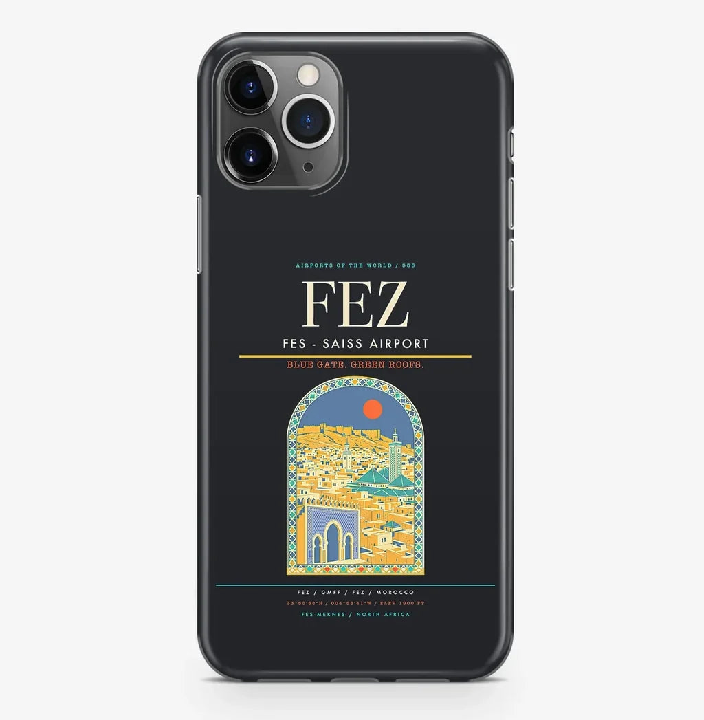 Fez Airport (FEZ) design on black iPhone 16 Pro MagSafe case