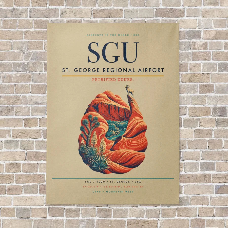 St. George Regional Airport SGU vertical canvas print - no frame - beige background