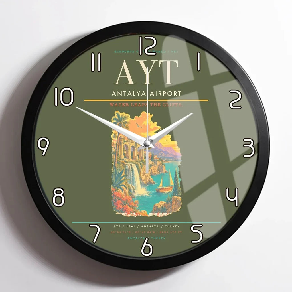 Antalya Airport AYT Wall-Clock Framed - Green Army