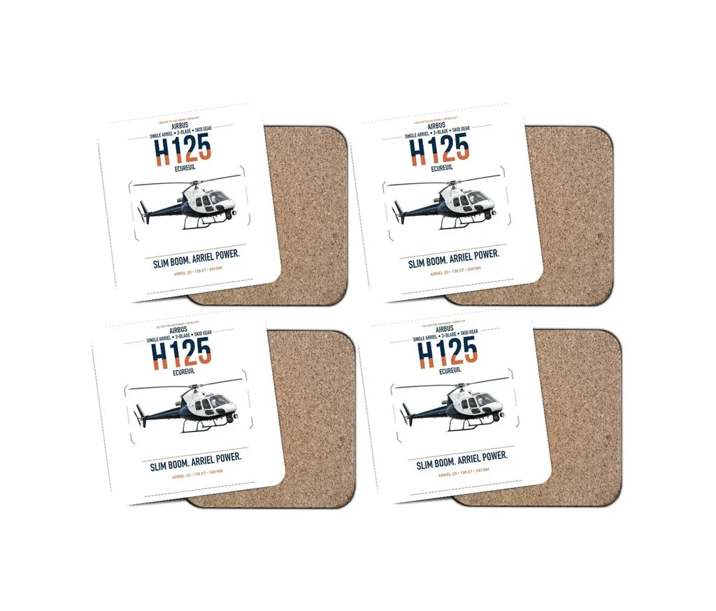 Airbus H125 design on white 4 pieces set coaster