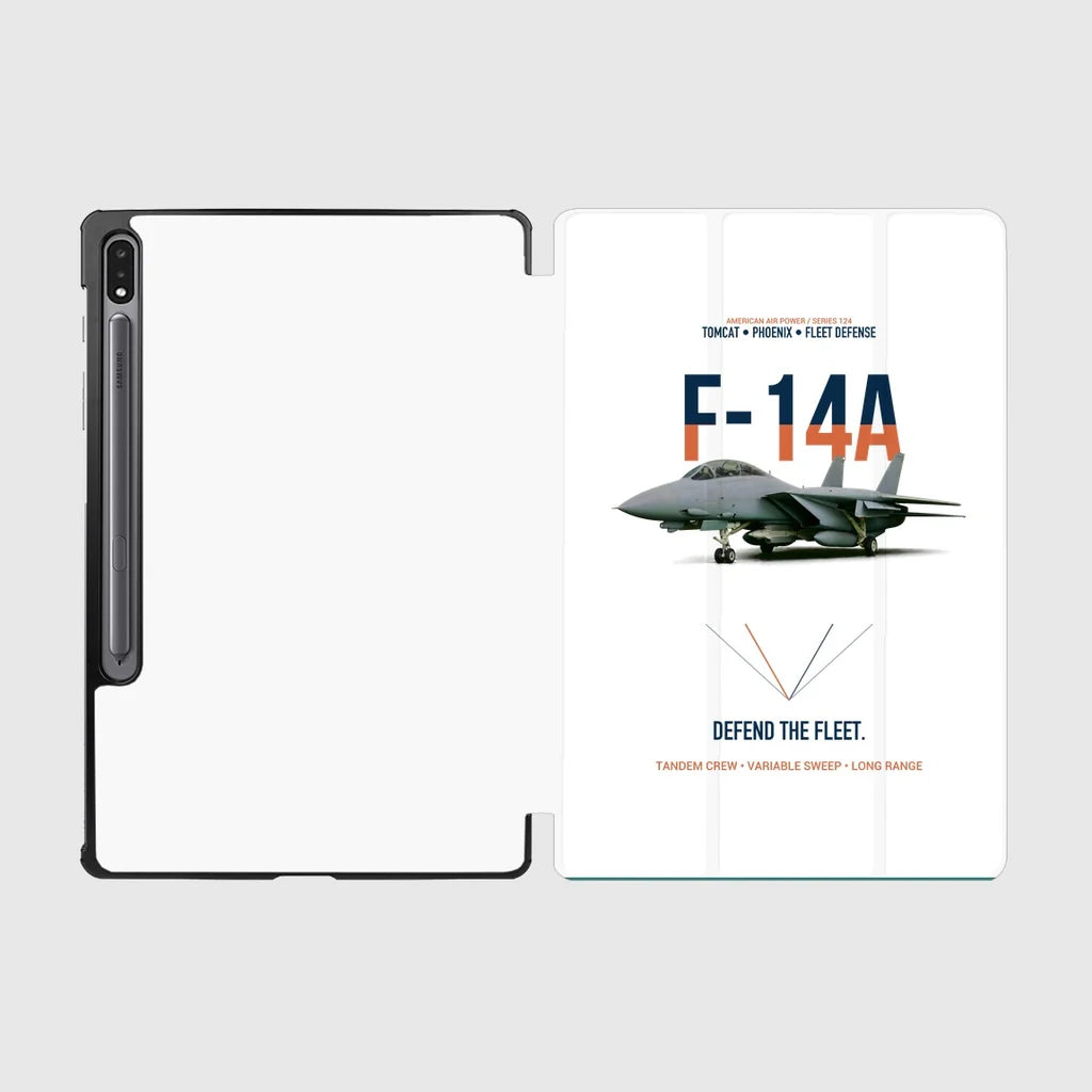F-14A Tomcat Defend The Fleet design on white samsung tablet tablet case