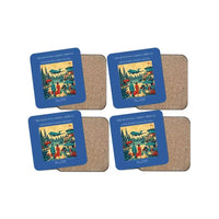 Thumbnail for The Rooftop Garden Arrival - Designed Coasters design on blue 4-pieces-set