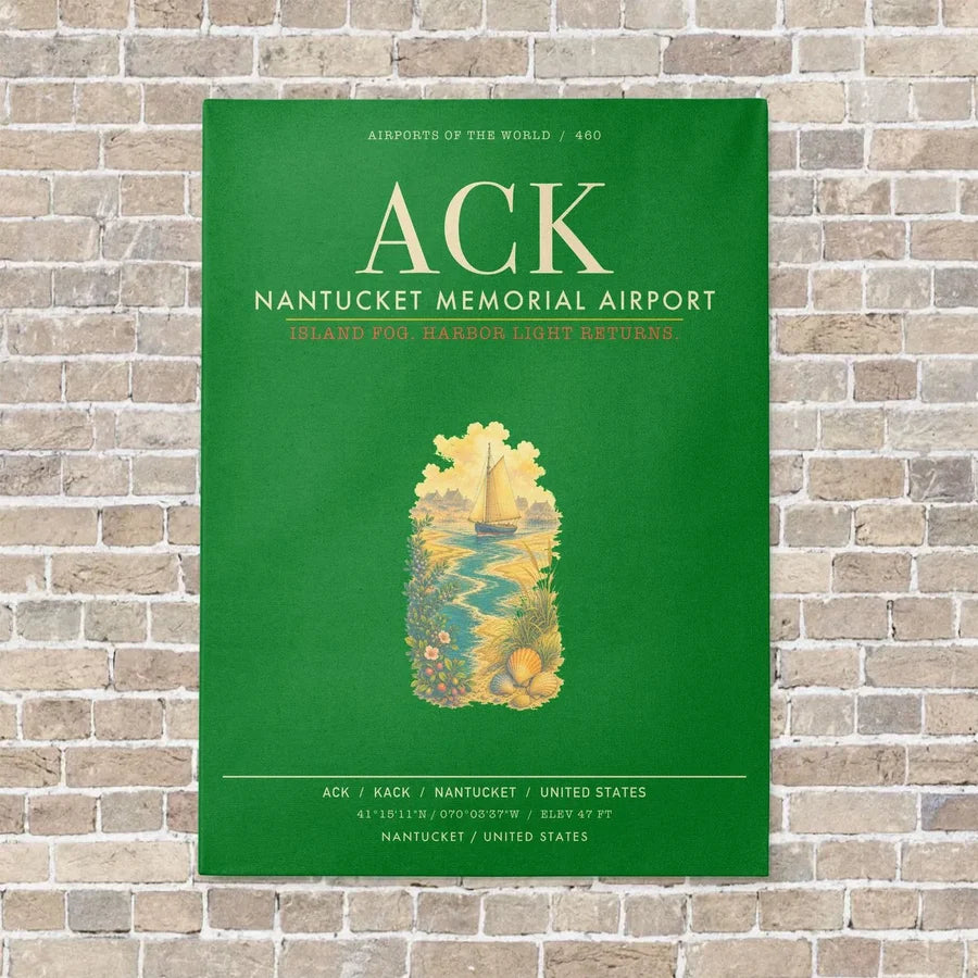 Nantucket Memorial Airport ACK - Canvas Framed - Green