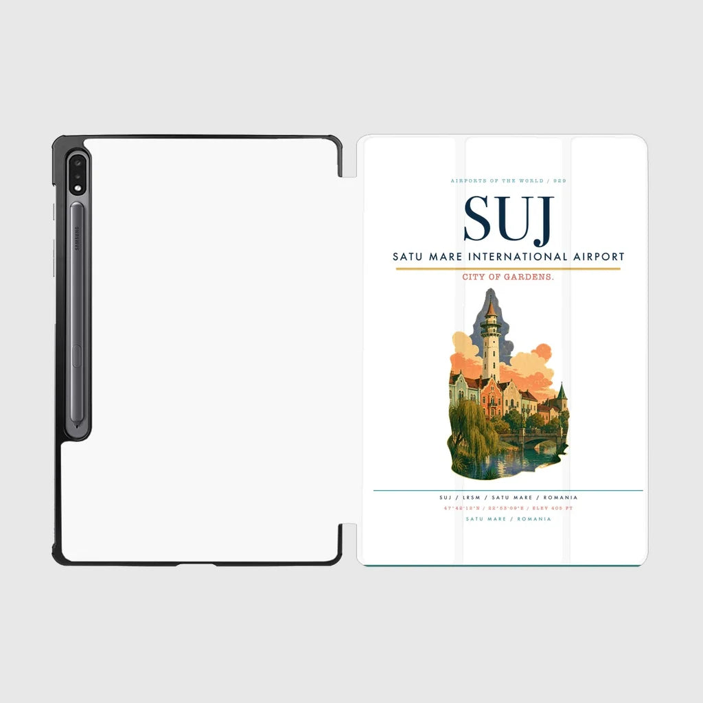 Satu Mare International Airport (SUJ) design on white samsung tablet tablet case