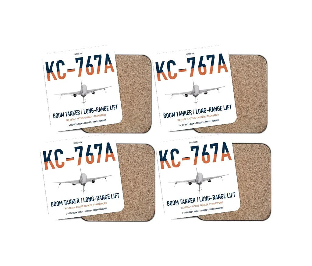 Boeing KC-767A design on white 4 pieces set coaster