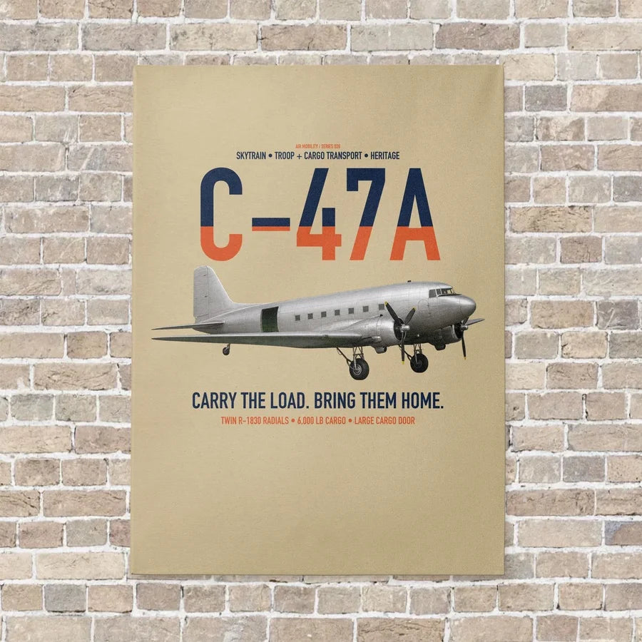 C-47A Skytrain vertical canvas print - no frame - beige background