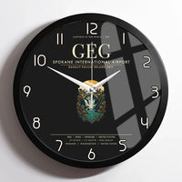 Thumbnail for Spokane International Airport (GEG) design on black framed wall clock