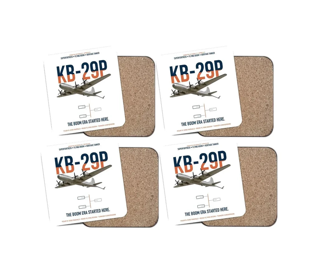 KB-29P SUPERFORTRESS design on white 4 pieces set coaster