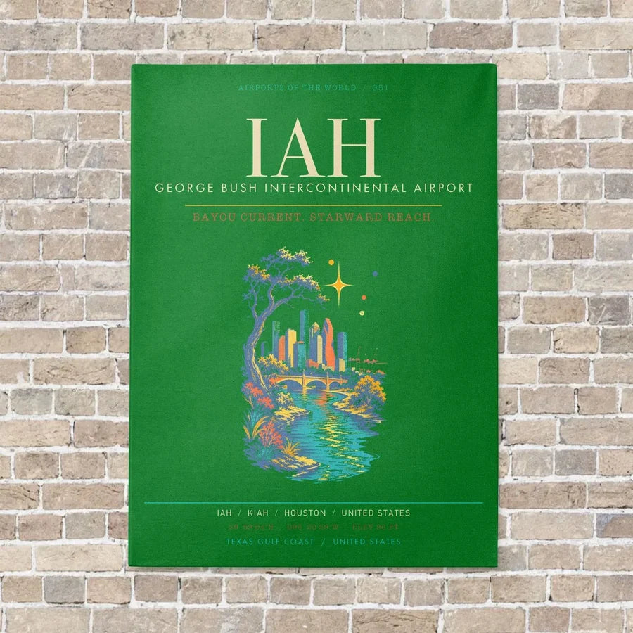 Houston George Bush Intercontinental Airport IAH - Canvas Framed - Green