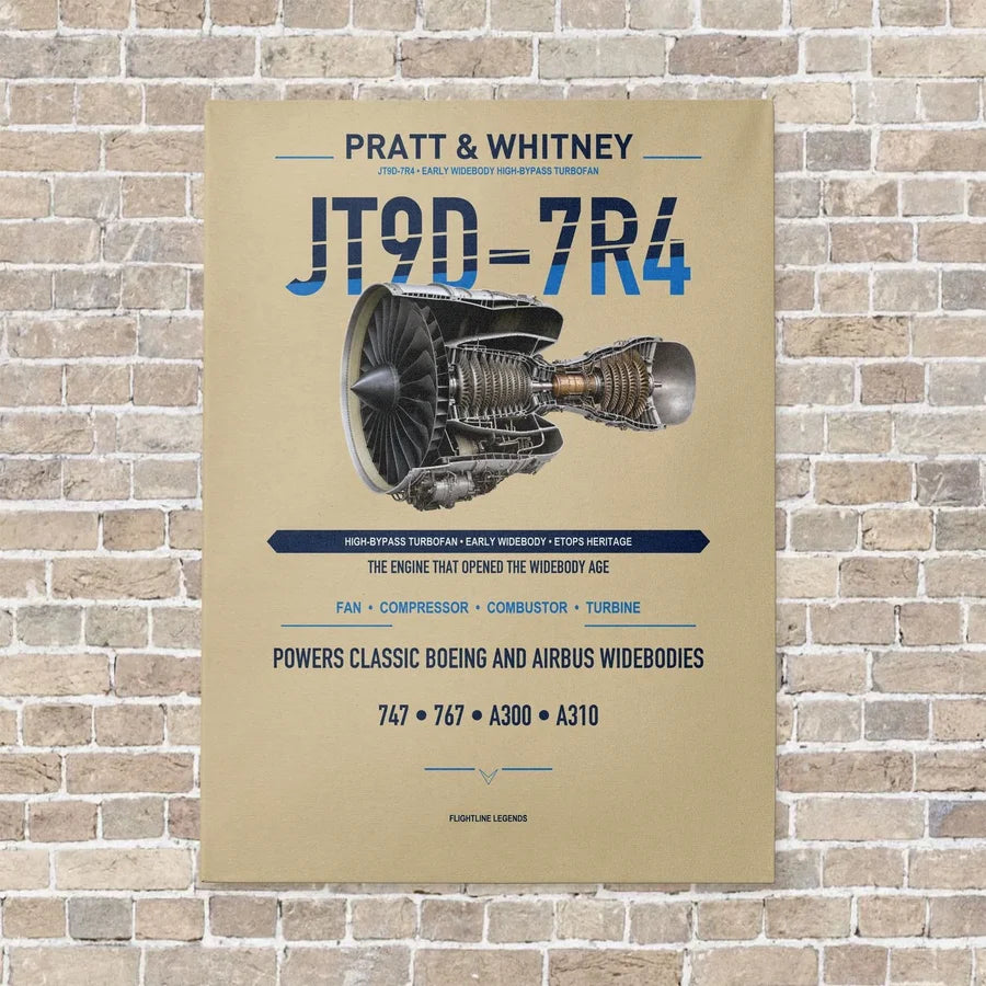 JT9D-7R4 vertical canvas print - no frame - beige background