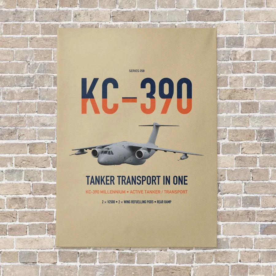 Embraer KC-390 Millennium vertical canvas print - no frame - beige background