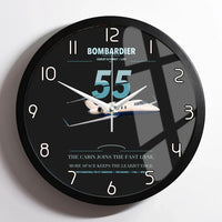 Thumbnail for Bombardier Learjet 55 design on black framed wall clock