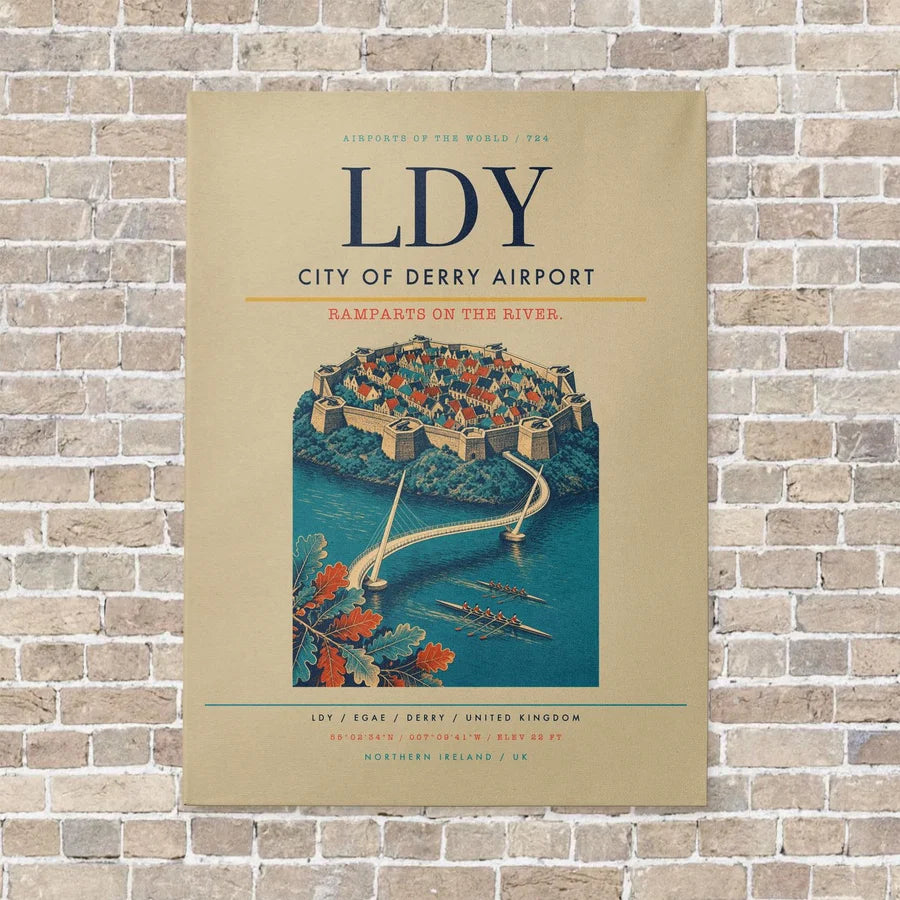 City of Derry Airport LDY vertical canvas print - no frame - beige background