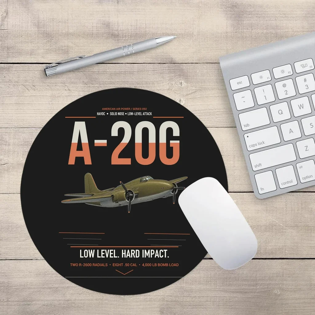 A-20G Havoc design on black round mouse pad