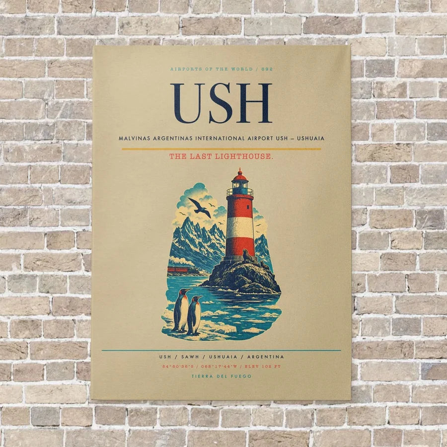 Malvinas Argentinas International Airport USH — Ushuaia vertical canvas print - no frame - beige background
