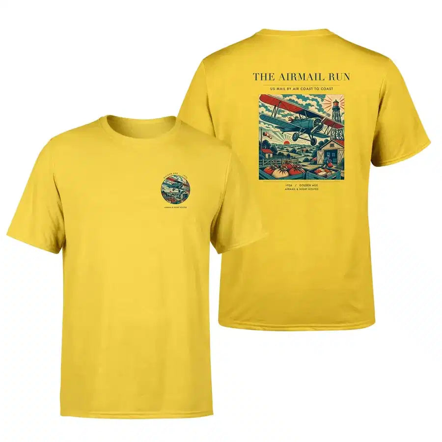 VINTAGE G4015 - The Airmail Run - Double-Side T-Shirt design on yellow double side t shirt