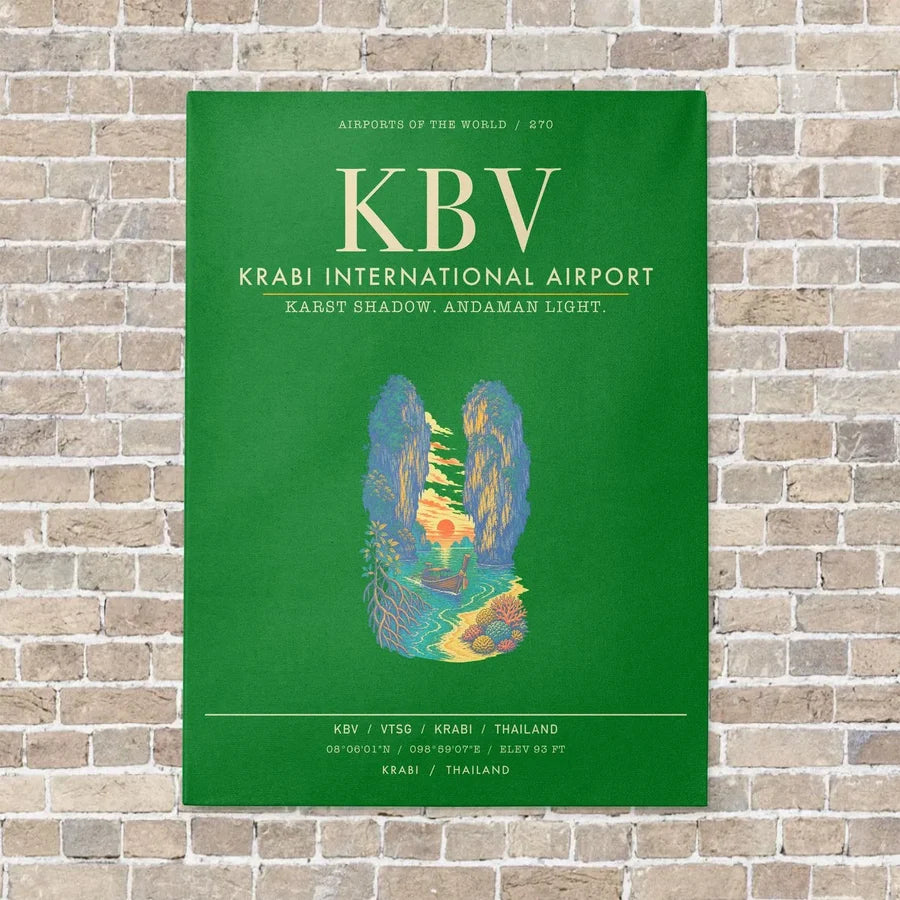 Krabi International Airport KBV - Canvas Framed - Green