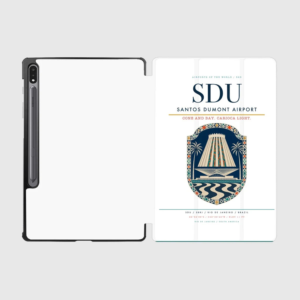 Santos Dumont Airport (SDU) design on white samsung tablet tablet case