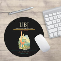 Thumbnail for Yamaguchi Ube Airport (UBJ) design on black round mouse pad