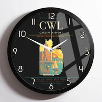 Thumbnail for Cardiff Airport (CWL) design on black framed wall clock