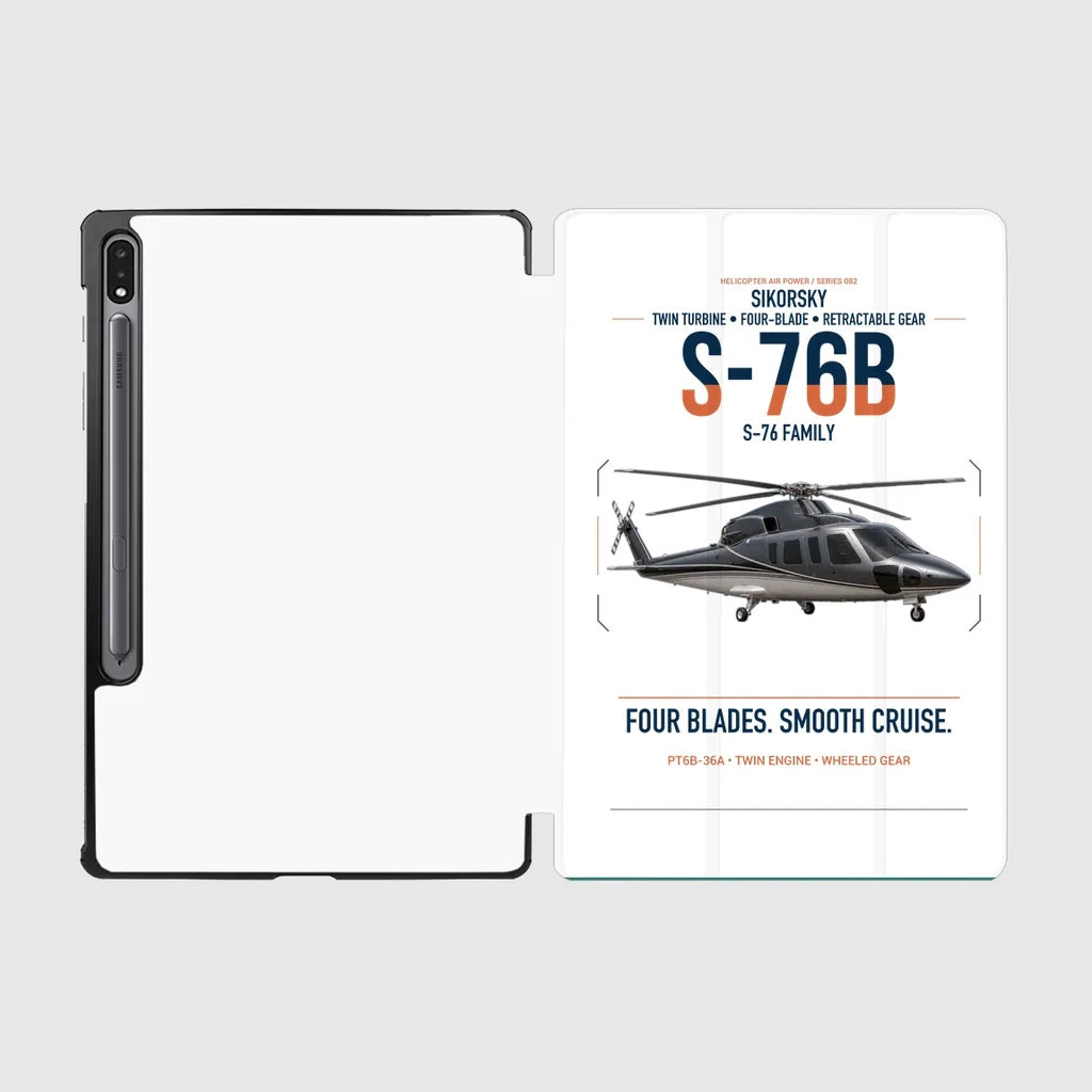 Sikorsky S-76B design on white samsung tablet tablet case