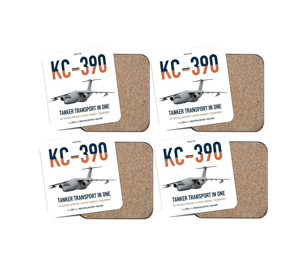 Embraer KC-390 Millennium design on white 4 pieces set coaster