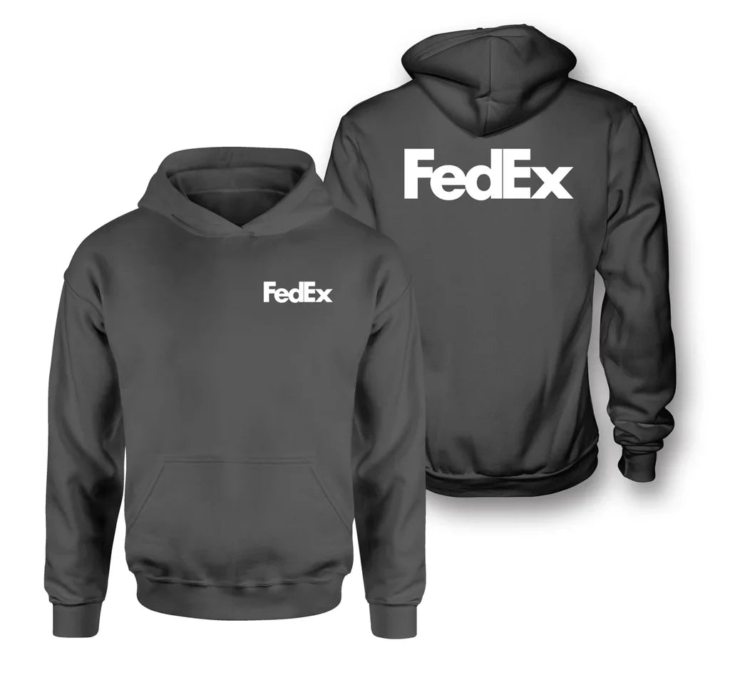 FedEx logo on dark gray double side hoodie