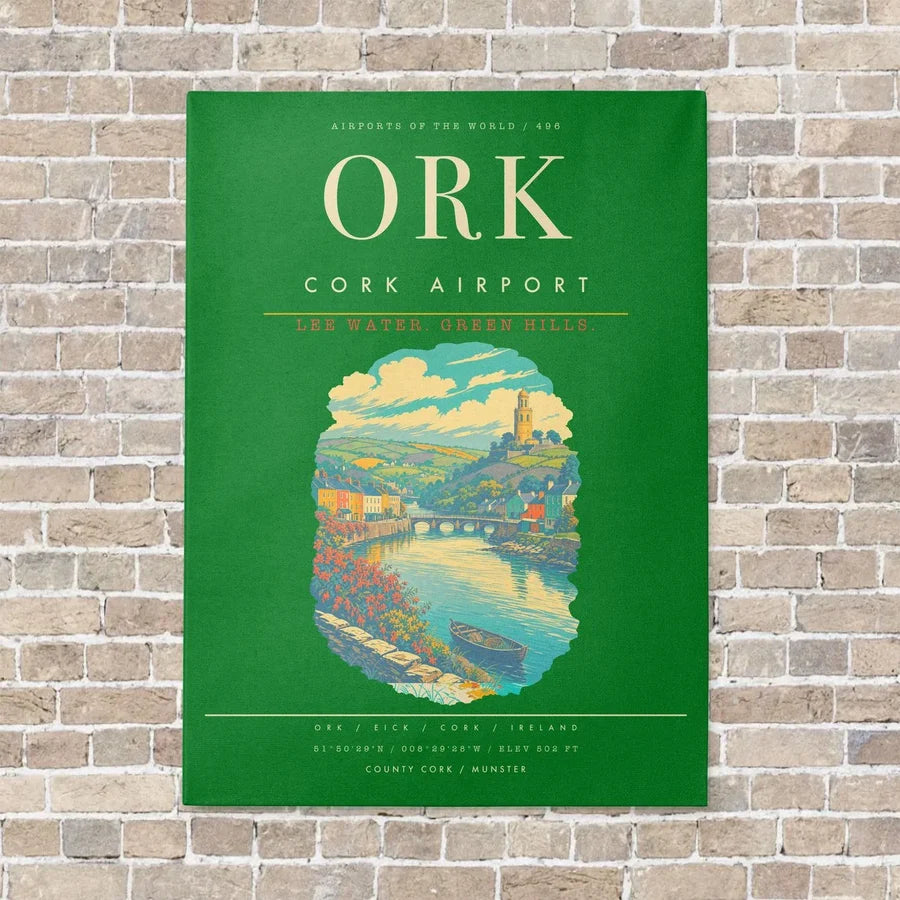 Cork Airport ORK - Canvas Framed - Green