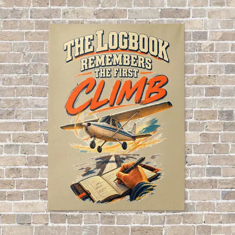 The Logbook Remembers The First Climb vertical canvas print - no frame - beige background