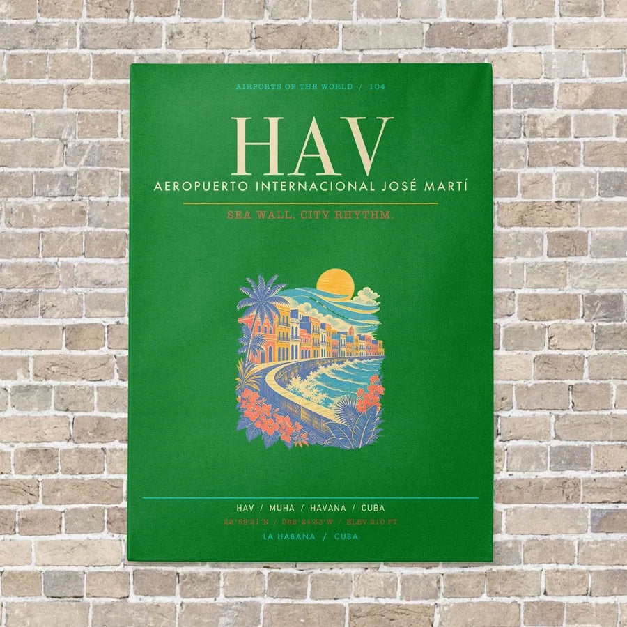 Jose Marti International Airport Havana HAV - Canvas Framed - Green