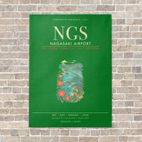 Thumbnail for Nagasaki Airport NGS - Canvas Framed - Green