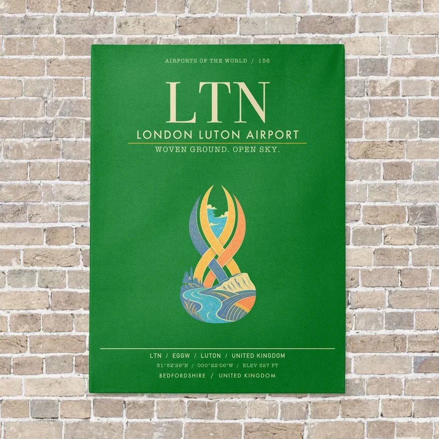 London Luton Airport LTN - Canvas Framed - Green