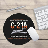 Thumbnail for C-21A Learjet Small Jet Big Mission design on black round mouse pad