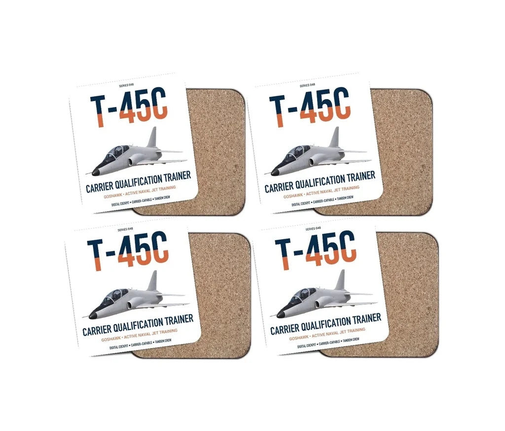 T-45C Goshawk design on white 4 pieces set coaster