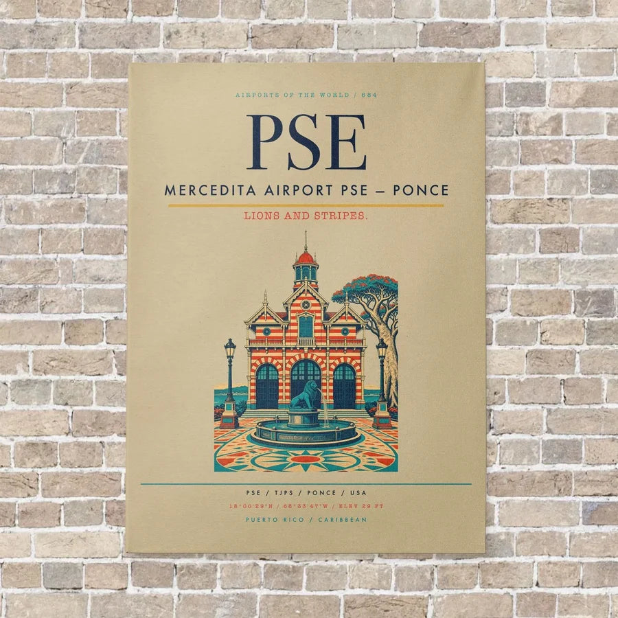 Mercedita Airport PSE — Ponce vertical canvas print - no frame - beige background