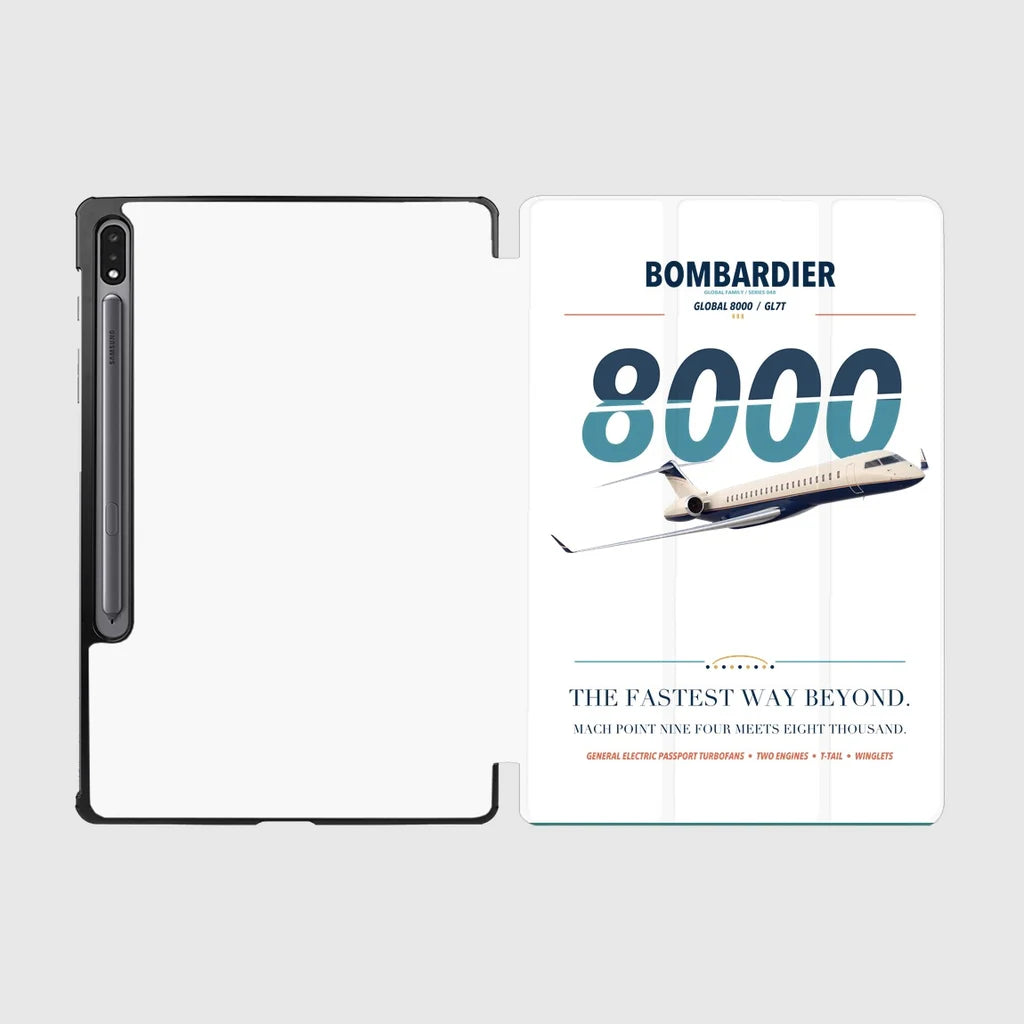 Bombardier Global 8000 design on white samsung tablet tablet case