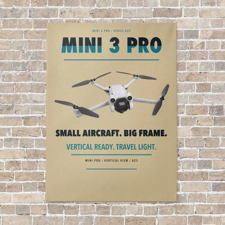 DJI Mini 3 Pro vertical canvas print - no frame - beige background