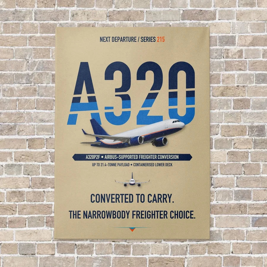 Airbus A320P2F vertical canvas print - no frame - beige background