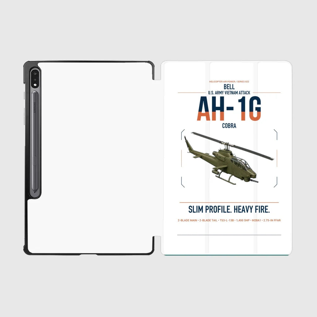Bell AH-1G Cobra design on white samsung tablet tablet case