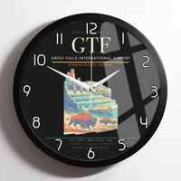 Thumbnail for Great Falls International Airport (GTF) design on black framed wall clock
