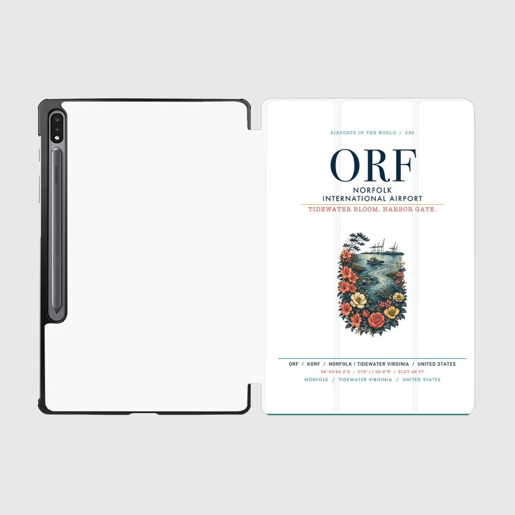 Norfolk International Airport (ORF) design on white samsung tablet tablet case