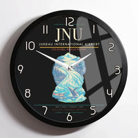 Thumbnail for Juneau International Airport (JNU) design on black framed wall clock