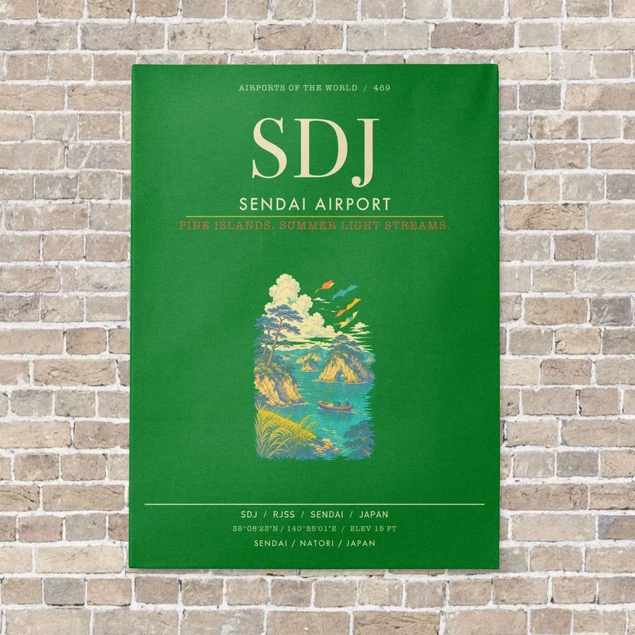 Sendai Airport SDJ - Canvas Framed - Green