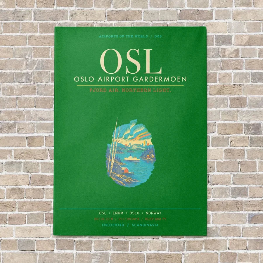 Oslo Airport Gardermoen OSL - Canvas Framed - Green