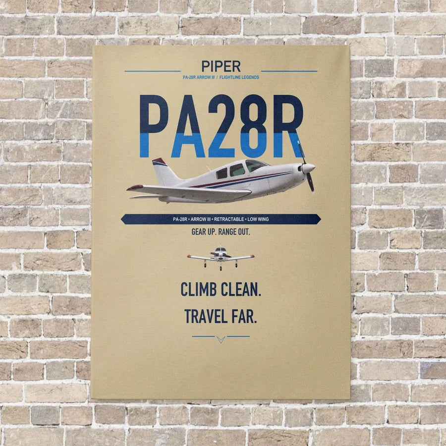 Piper PA-28R Arrow III vertical canvas print - no frame - beige background