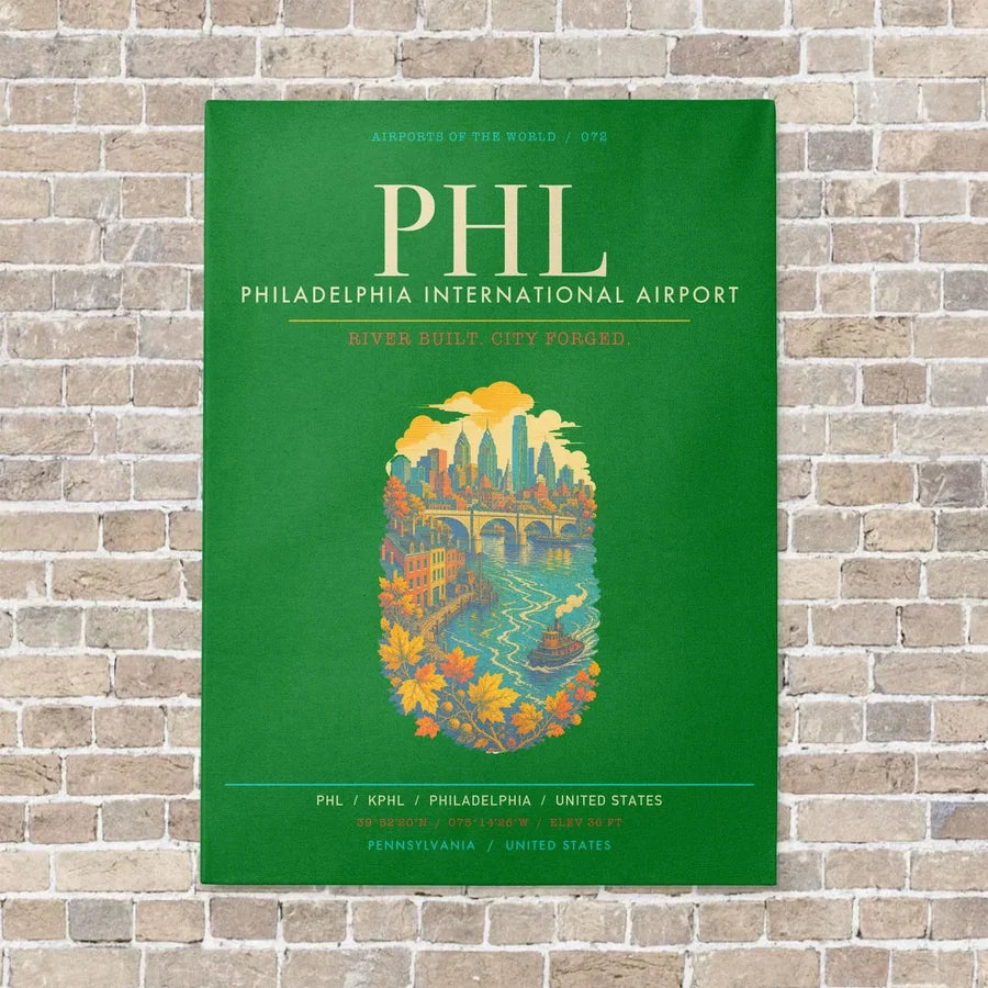 Philadelphia International Airport PHL - Canvas Framed - Green