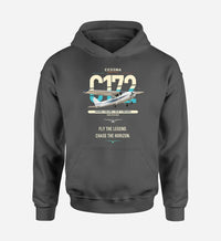 Thumbnail for Cessna 172 Skyhawk design on dark gray double-side hoodie, single-side print