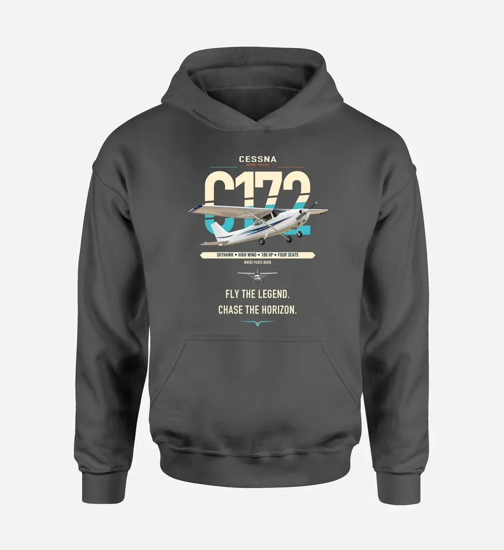 Cessna 172 Skyhawk design on dark gray double-side hoodie, single-side print