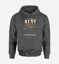 Thumbnail for Saab AJ 37 Viggen design on dark gray double-side hoodie, single-side print